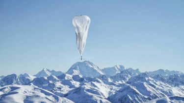 A Project Loon balloon floats above a remote area of New Zealand during last year's test.