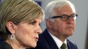 Germany's then-Foreign Minister Frank-Walter Steinmeier and Julie Bishop in 2015.