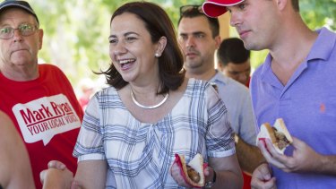 A day after an unlikely Queensland election result, Annastacia Palaszczuk thanks supporters at a barbecue in Burpengary.