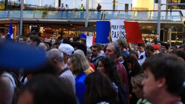 A candlelight vigil in Brisbane to show solidarity with the people of Paris.