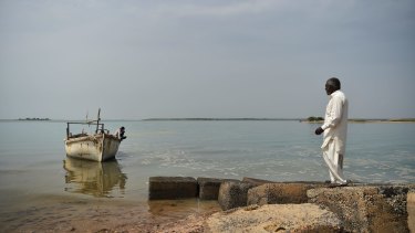 A fisherman in Gujarat's Kutch coastal region. Adani operations nearby have destroyed nets and disturbed fishing grounds.