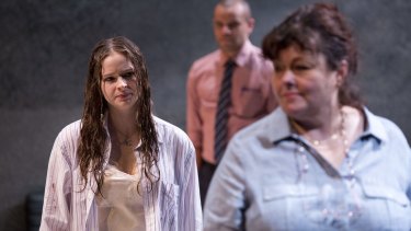 Ashleigh Cummings, Genevieve Lemon and Luke Carroll in Sydney Theatre Company's <i>The Hanging</i>.