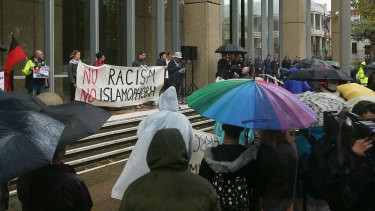 A community rally earlier in 2015 to protest against Islamphobia. 