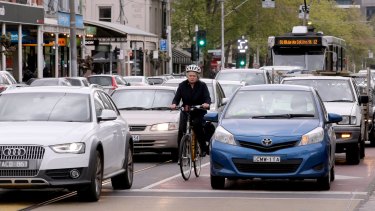 Peak-hour traffic in Clarendon Street, South Melbourne, on Wednesday.