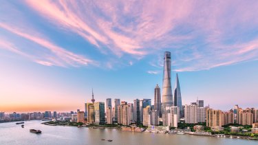Shanghai Tower dominates the skyline.