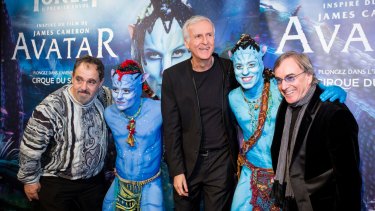 President and CEO of Cirque du Soleil, Daniel Lamarre (right) with Avatar creator James Cameron (middle). China will be one of the markets outside North America to host Cirque's Avatar-inspired show.
