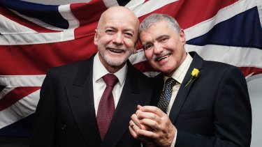 Bill (L) and John (R) marry at the British Consulate in Sydney. 