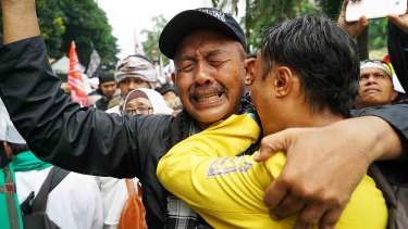 Anti-Ahok protesters lament that he was only sentenced to two years' jail rather than the maximum of five years.