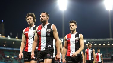 Prospects dimmed: Jarryn Geary and the Saints after the loss to Sydney at the SCG.