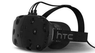 Close up: The HTC Vive VR headset.