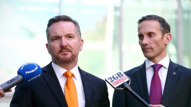 Shadow treasurer Chris Bowen, left, accused the Coalition of copying Labor policy.