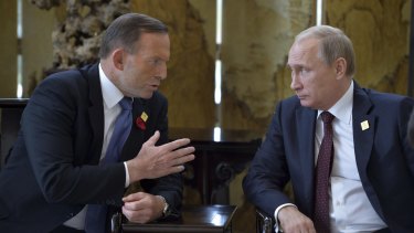 Tony Abbott with Russian President Vladimir Putin in 2014.