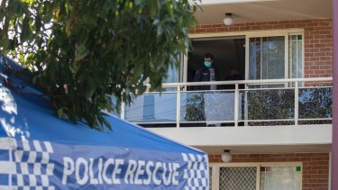 Bomb squad officers and heavily armed police searched a unit on Sproule Street, Lakemba, following the arrest of four men.