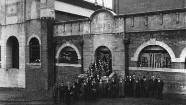 The top brass of the Metropolitan Board of Water Supply and Sewerage outside Ryde Water Pumping Station in 1921.