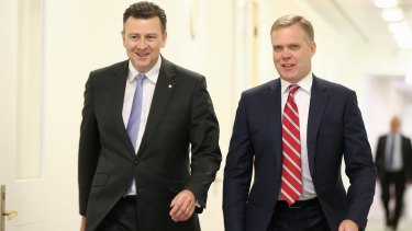 Liberal MP Andrew Southcott (left) lost out in his push to win the Speakers job in Canberra. Tony Smith (right) got the nod. Nick Xenophon says the Liberal Party has lost the benefit of incumbency in Boothby now that Dr Southcott is going.

