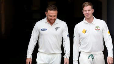 Skippers: Brendon McCullum (left) and Steve Smith will go head to head from Friday.