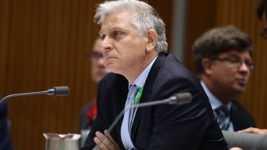 Lost his notes: Attorney-General Department Secretary Chris Moraitis before a Senate committee last month.