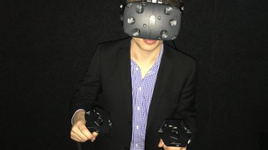The HTC Vive VR headset.