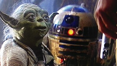 Yoda with R2D2 and Luke in <i>The Empire Strikes Back</i>.