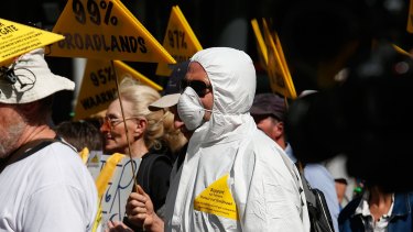 Protesters chanted "No fracking way" as they marched in the Melbourne CBD.
