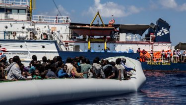 Boats packed with refugees set off from the coast of Libya in calm conditions. The Dignity 1 rescued around 1500 people between September and October. 