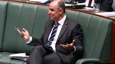 Minister Stuart Robert during question time on Monday.