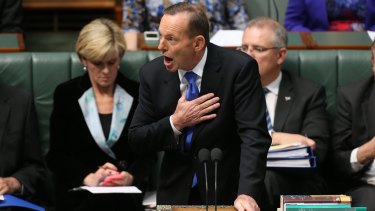 Prime Minister Tony Abbott during question time on August 18.