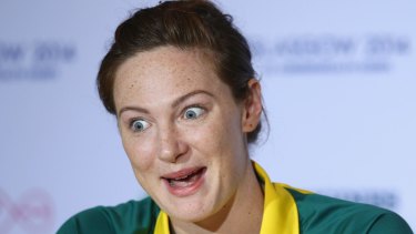 Cate Campbell speaks to the media in Glasgow on Monday.