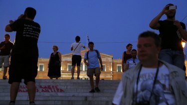 Climbing the steps in Athens' Syntagma Square: Greece's young people have few options for the future.