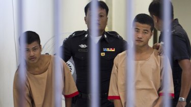Death penalty: Myanmar workers Win Zaw Htun, right, and Zaw Lin.