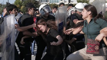 Turkish police clash with protesters in Istanbul.