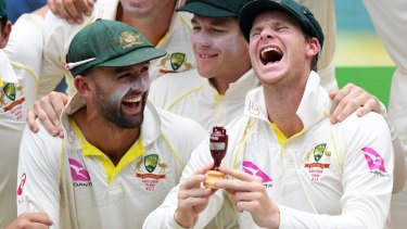 Jubilation: By the time Steve Smith and Australia had their hands on the Ashes, the excitement in the series was long gone.