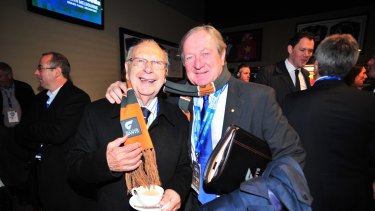 Harry Beitzel with Kevin Sheedy at a grand final breakfast in 2013.