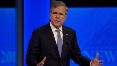 Republican presidential candidate Jeb Bush speaks at the Republican debate.