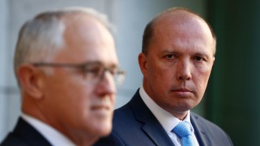 Prime Minister Malcolm Turnbull with Immigration Minister Peter Dutton.