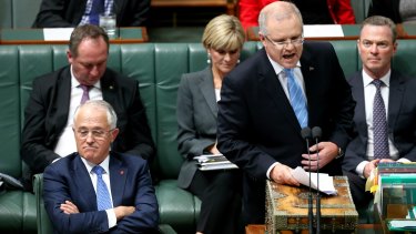Prime Minister Malcolm Turnbull and Treasurer Scott Morrison during a feisty question time.