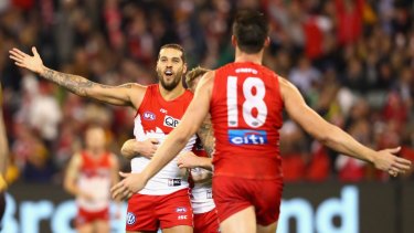 Buddy brilliant: Lance Franklin has been on fire for the Swans. 