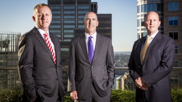 John Neal, CEO of QBE Insurance Group with Russell Johnston, new CEO of North America, and David Duclos, outgoing North America CEO.
