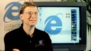 Former Microsoft chief executive Bill Gates promotes the upgrade to Microsoft Explorer 4.0 in 1997.