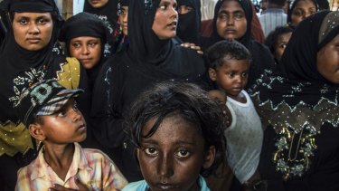 Muslim Rohingya in a shelter in Birem Bayuen in Indonesia's Aceh province. 