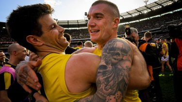 Friends and teammates Dustin Martin and Trent Cotchin.