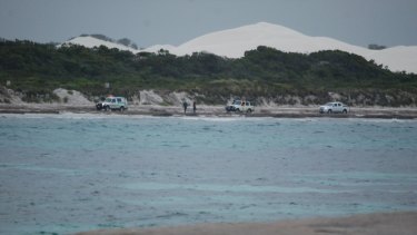 Emergency services at Kelp Beds, a remote surf break, on Monday afternoon.
