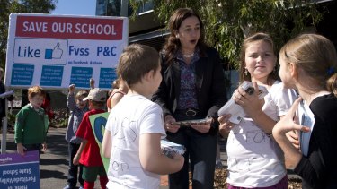 Annastacia Palaszczuk protests the closure of Fortitude Valley State School in 2013.