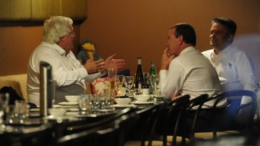 Clive Palmer meets Christopher Pyne and Mathias Cormann for dinner in Canberra.