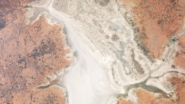 A salt lake near Queensland’s Culgoa Floodplain National Park as seen by a Planet Labs satellite. 