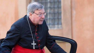 Cardinal George Pell arrives at the Vatican in 2014.