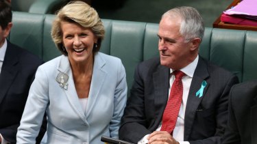 Remaining loyal: Julie Bishop and Malcolm Turnbull.