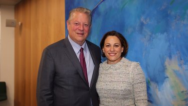 Climate activist Al Gore and Deputy Premier Jackie Trad in Melbourne on July 13.