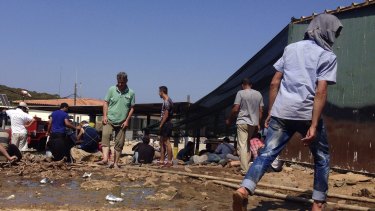 A makeshift camp on the Greek island of Farmakonisi where conditions have been criticised by migrants as deplorable. 