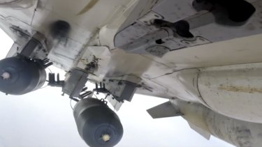 A Russian Su-24M aircraft makes a  raid in Syria. 